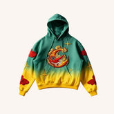 Vintage Print Loose-fitting Hoodie Sweater