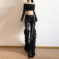 Hot Girl Mesh PU Leather Bootleg Pants for Women - Florence Luxe