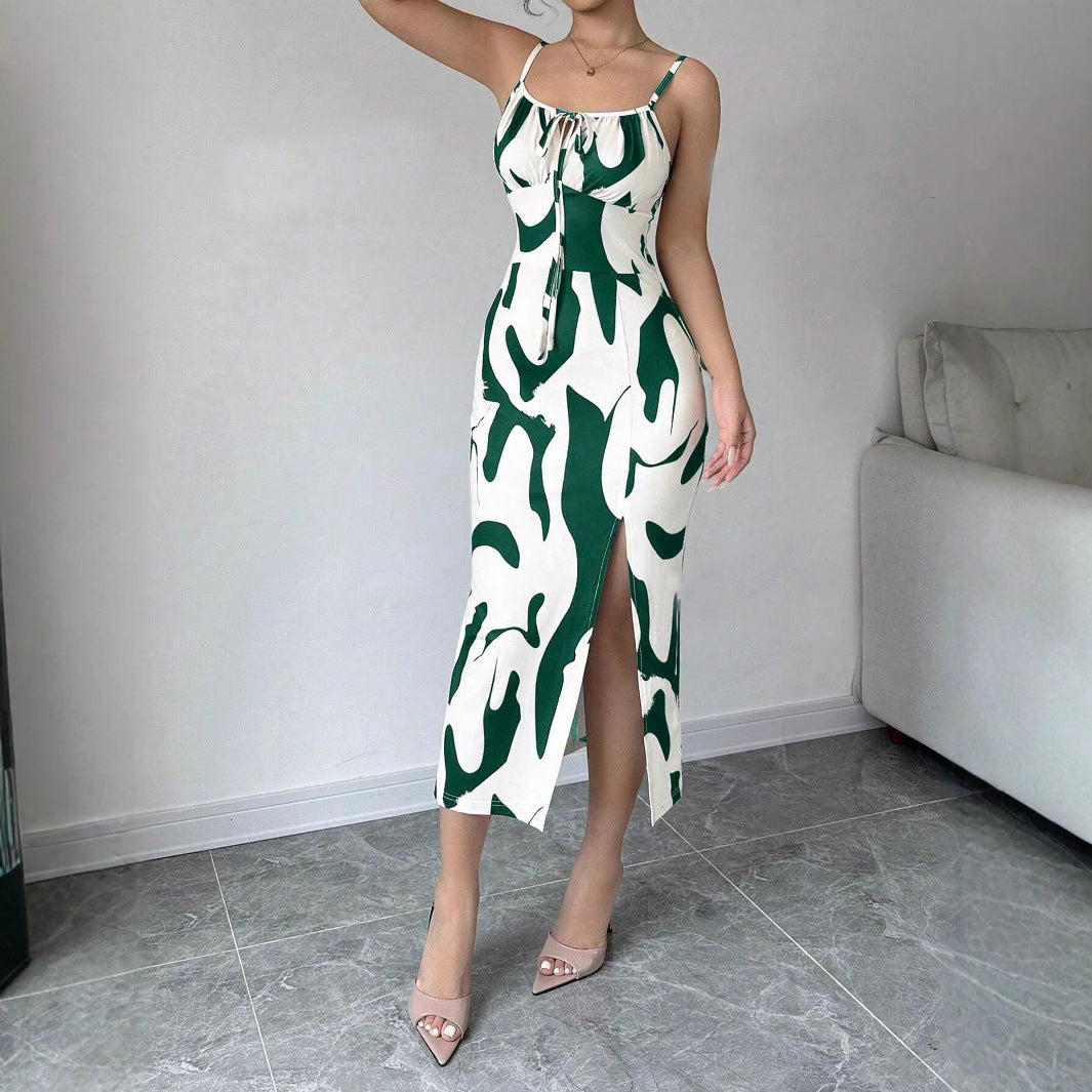 Summer Printed Suspender Dress - Fashion Slim Lace-up for Women - Florence Luxe