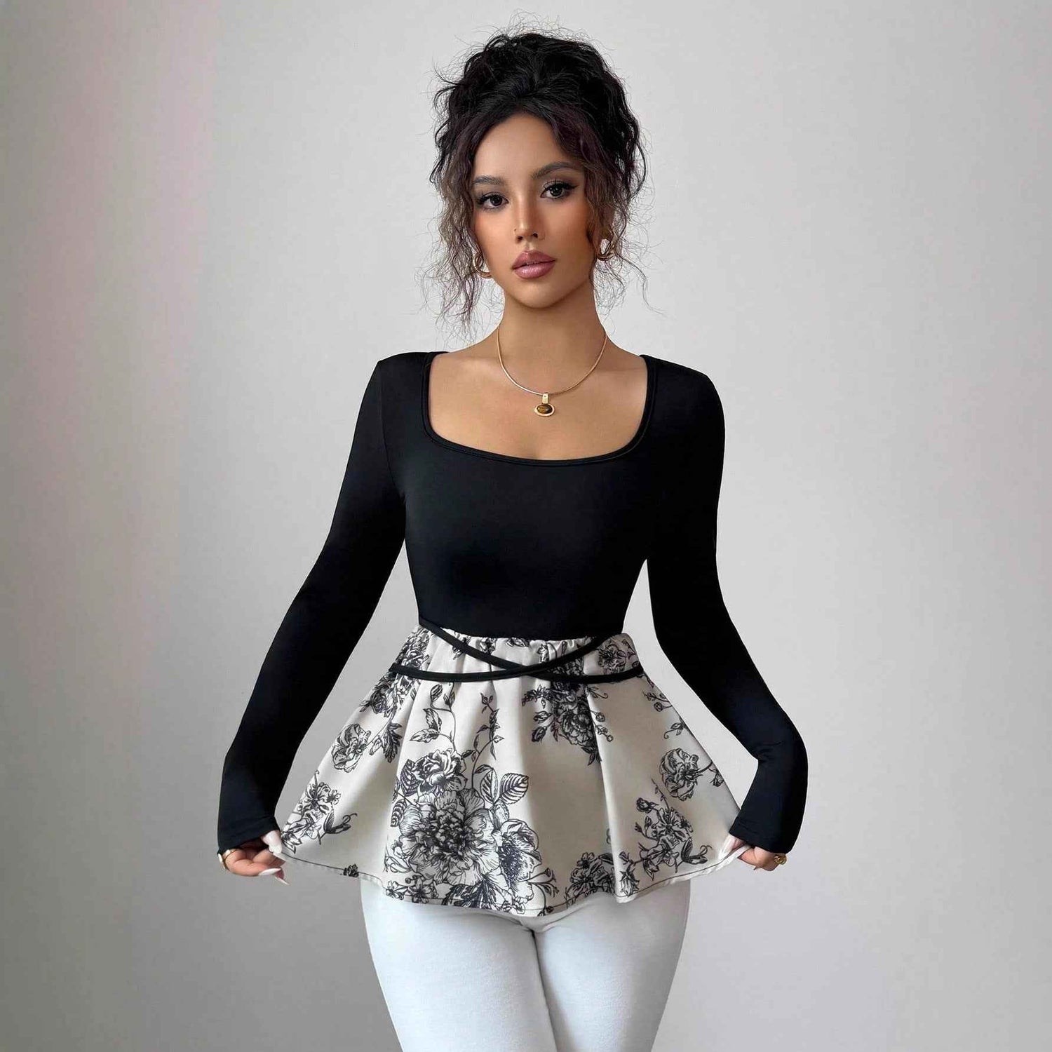 Special-Interest Floral Skirt Versatile Top for Every Occasion