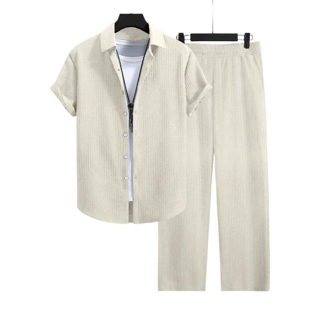 Fashion Jacquard Short-sleeved Suit with Trousers