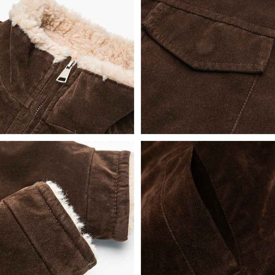 Retro Cotton-padded Jacket with Stand-up Collar and Loose Fit Workwear Coat