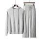 Seamless Wool Hoodie and Pants Set for Men - Pure Wool Knitted Two-Piece Set with Drawstring
