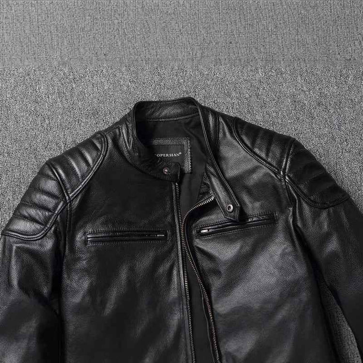 First Layer Cowhide Leather Coat Men&