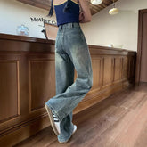 American Retro Loose Slimming Pants - New Straight Mop Style - Florence Luxe