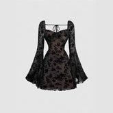 Black Floral Lace Skirt A-Line Short Top for Elegant Style - Florence Luxe
