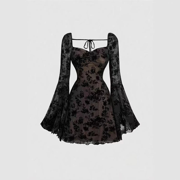 Black Floral Lace Skirt A-Line Short Top for Elegant Style - Florence Luxe