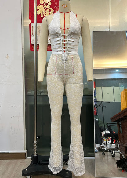 Lash Rope Lace Up Jumpsuit - Slim Fit See-Through Design - Florence Luxe