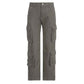 Multi-Pocket Gray Straight Loose Jeans for Women - Slim Look and Comfort