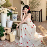 Printed Wide Hem Flowy Halter Dress - Backless Printed Jumpsuit for Women