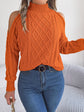 Casual Cable Knit Off-Shoulder Half Turtleneck Long Sleeve Pullover Sweater