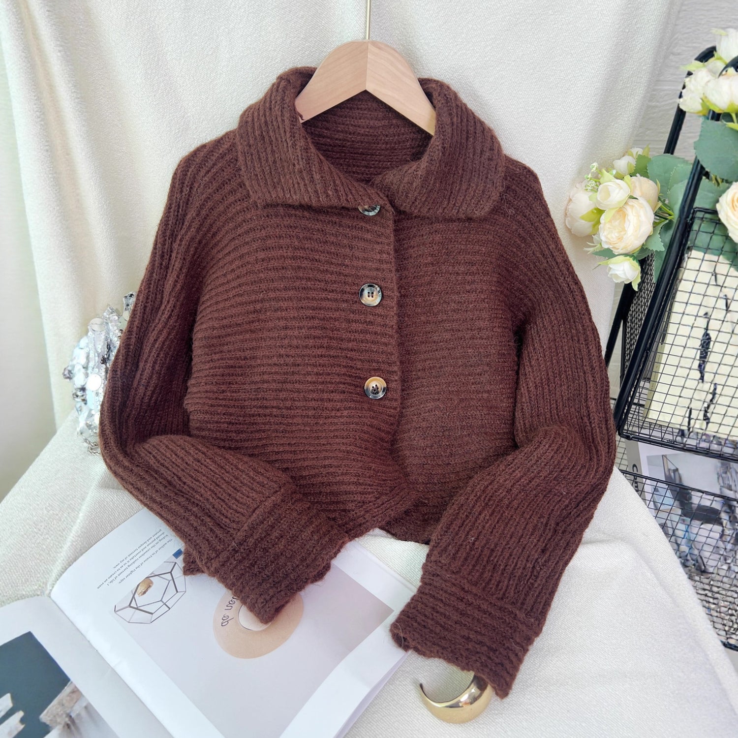 Knitted Cardigan Women - Lapel Single Breasted Casual Irregular Sweater Jacket - Florence Luxe