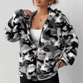 European And American Autumn And Winter Plush Camouflage Warm Jacket - Florence Luxe