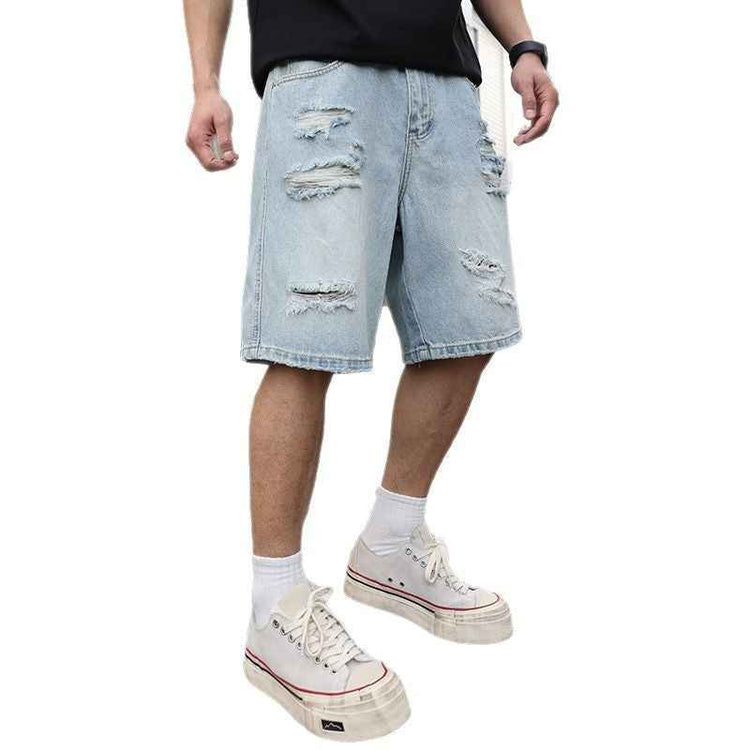 Ripped Denim Shorts Loose Casual Distressed