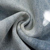 Wide Leg Ripped Blue Jeans - Brushed White Ripped Distressed Frayed Style