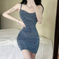Strap Backless Skinny Sheath Elegant Dress for Women - Women&
