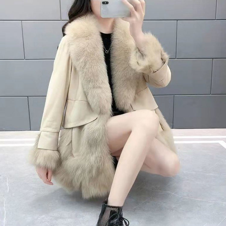 Faux Fur Mid-length Fox Fur Padded Coat.