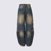 Street Fashion Vintage Jeans with Ripped Stitching