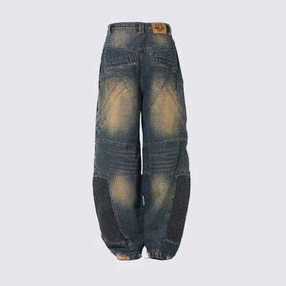 Street Fashion Vintage Jeans with Ripped Stitching