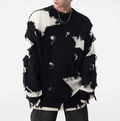 Loose Hem Irregular Sweater Men for Trendy Casual Style