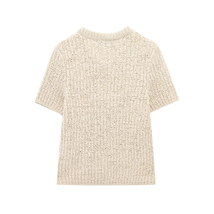 Transparent Organza Bowknot Decoration Knitted Coat.