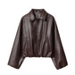 Lapel PU Zipper Jacket - Long Sleeve Baseball Uniform Jacket - Florence Luxe
