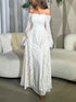 Off-the-shoulder Ruffled Long-sleeved Maxi Dress