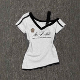 American Hot Girl V-neck T-shirt for Women - Summer Short-sleeved Style