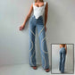 Rhinestone Loose Straight Leg Jeans for Women - Fashionable Casual Pants with Stylish Denim Design