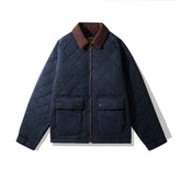 Corduroy Plaid Jacket - Rhombus Cotton-Padded Coat for Ultimate Comfort