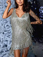 Tassel Deep V Camisole Gown Dress for Women - Elegant Evening Wear - Florence Luxe