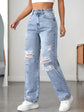 Ripped Straight Denim Women&