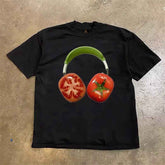 Tomato Headset Casual Cotton Tee - Printed Short Sleeve All-Match Shoulder T-Shirt