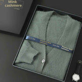 Mink Wool V-neck Sweater for Men - Thickened Loose Cardigan