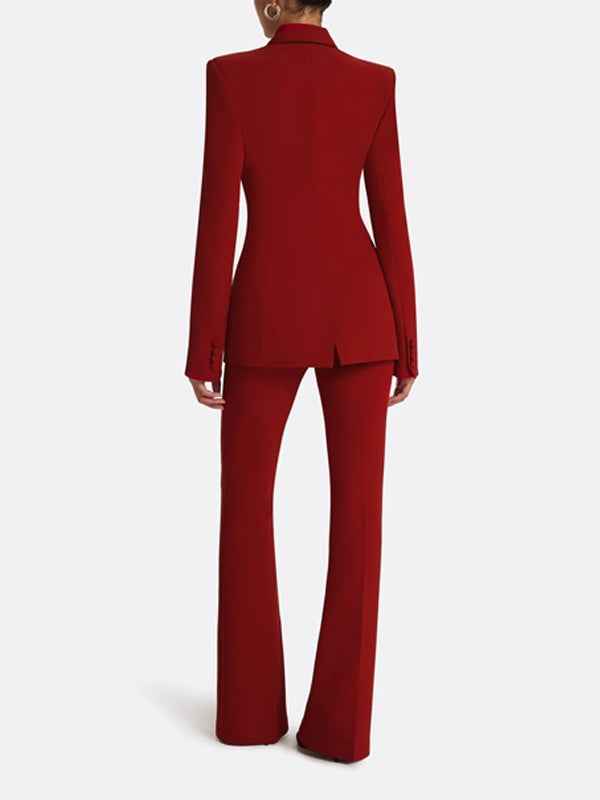 Red Double-Breasted Blazer Trousers Suit - Stylish 2-Piece Set for Any Occasion