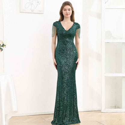 Sequined Slimming Long Dress Women - Flattering Fit for Any Occasion