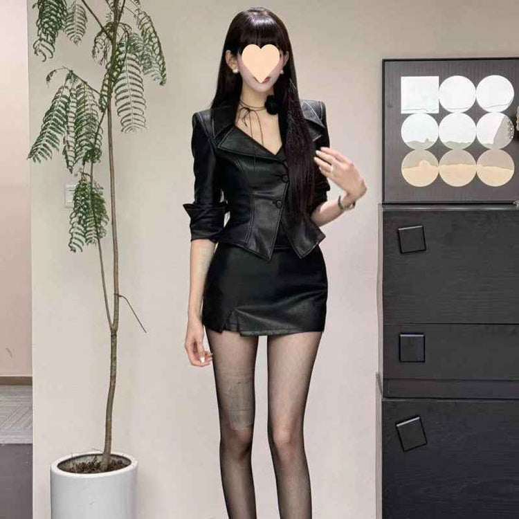 European American Style Coat - Solid Color Waist Tight Long Sleeve Jacket