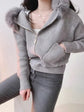 Thickened Hooded Large Fur Collar Knitted Women&