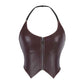 Leather Halter Zipper Women&