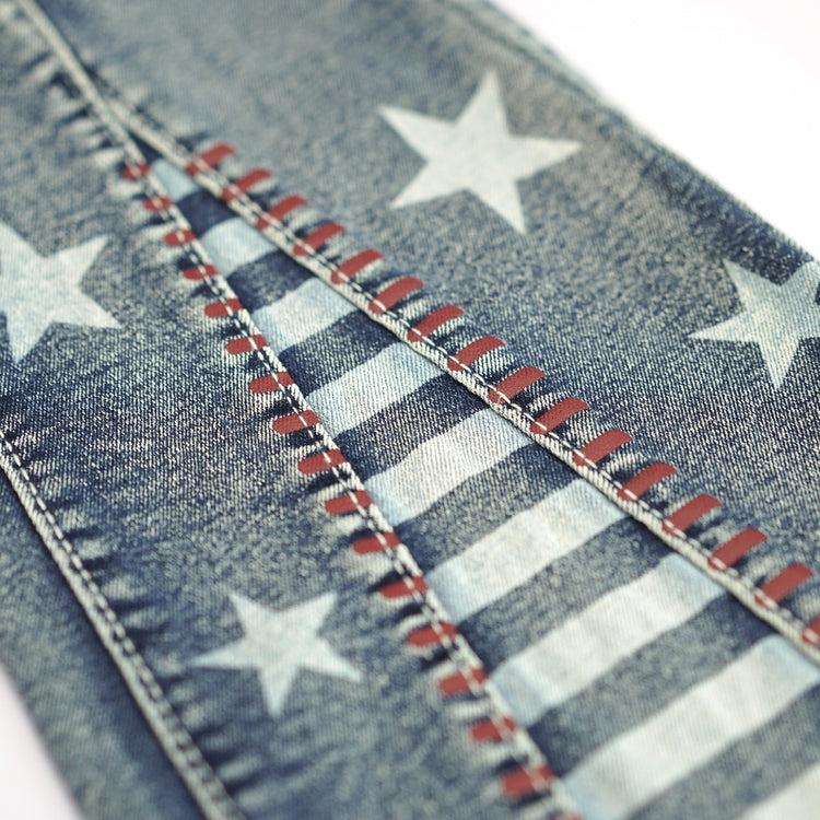 Vintage Star Pattern Jeans Forbidden Platform - Florence Luxe