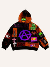 Vintage Print Loose-fitting Hoodie Sweater