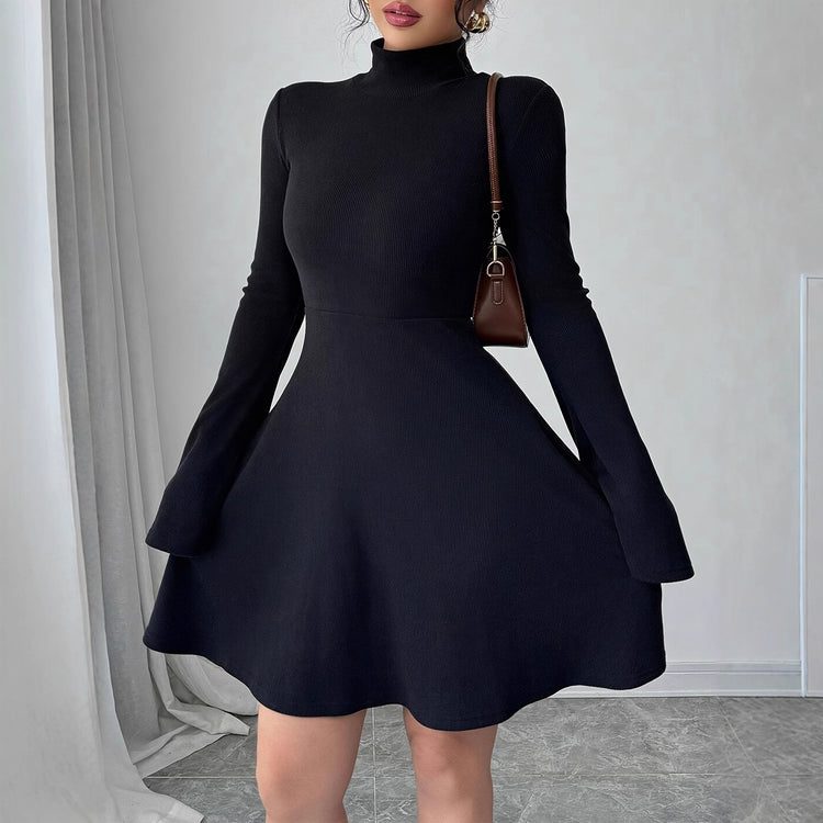 Elegant And Simple Temperament Wild Slim-fit Turtleneck Long Sleeve Dress - Florence Luxe