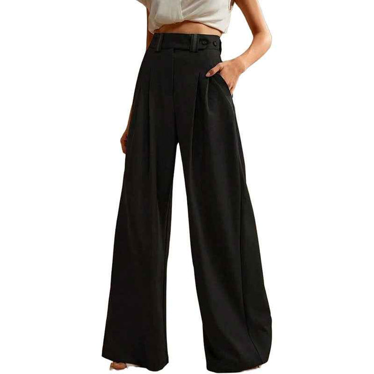 High Waist Wide-Leg Trousers for Women - Temperament Draping Style