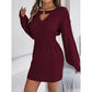Womens Cut Out Sweater Dress - Long Sleeve Bodycon Mini Dress for Fall and Winter - Florence Luxe