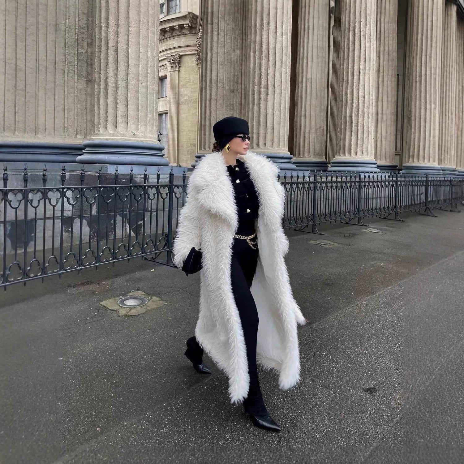 Long Leather Fur Coat for Women - Fashionable Environmental Protection Design