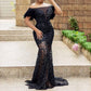 Off-shoulder Sequined Slim-fit Sheath Mermaid Dress.