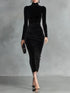Black Velvet Turtleneck Dress for Women – Half-Length Style - Florence Luxe