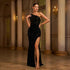 One-shoulder Slant Collar Sequined Slim-fit Sheath Banquet Split Evening Dress