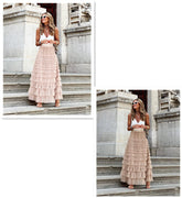 Layered Ruffles Long Skirt Summer Fashion A Line Swing Mesh Dress for Women - Florence Luxe