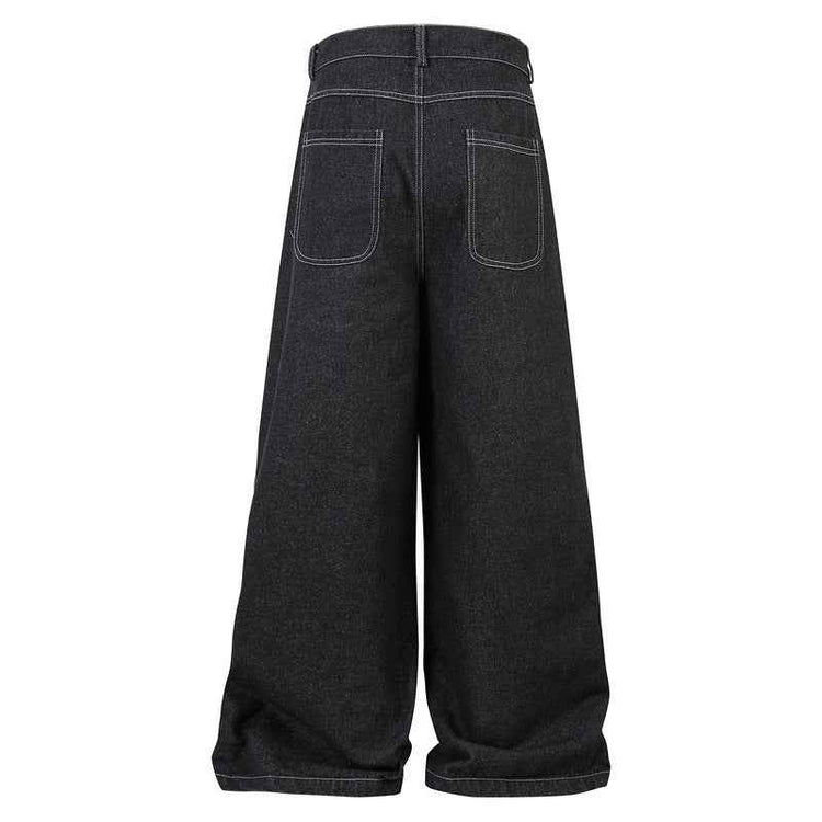 Multi-Pocket Workwear Jeans in Pleated Design with Primary Color Options